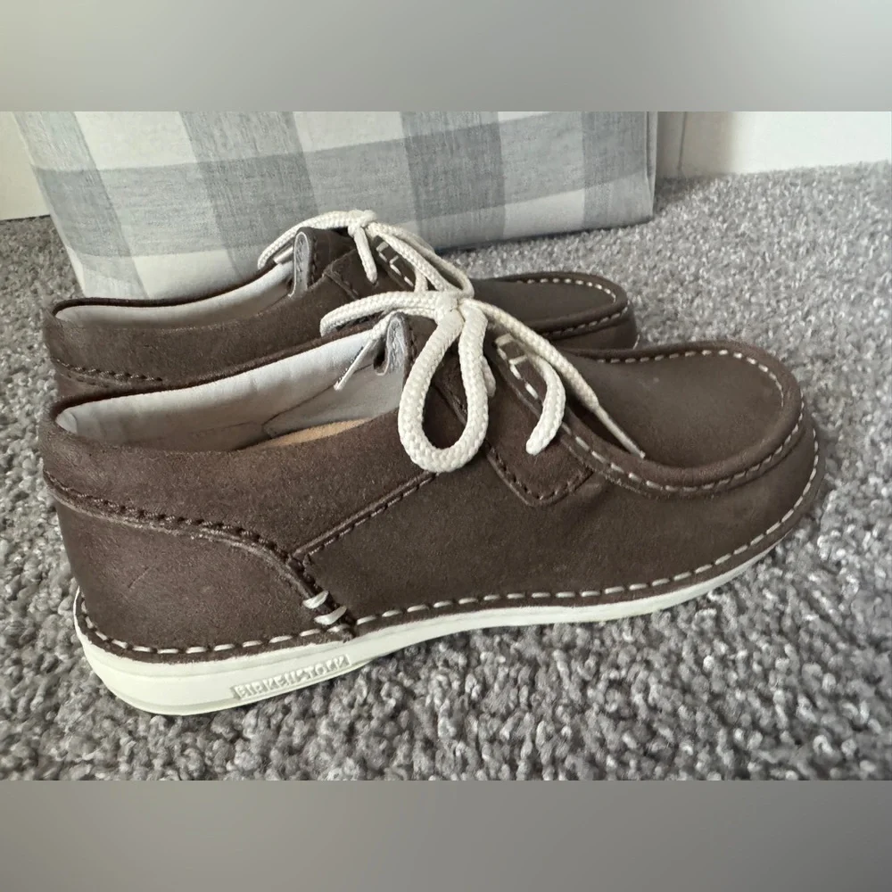 NWT Birkenstock Pasadena Brown Boat Shoes White Sole Size 7 Women Size 5 Men